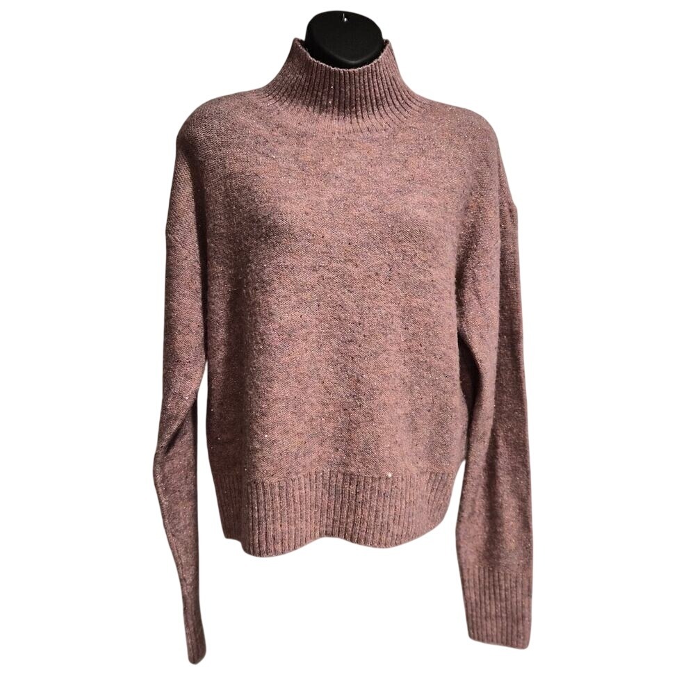 Joe Fresh Womens Mauve Pink Metallic Sequin Mock Neck Sweater M W3WR042768